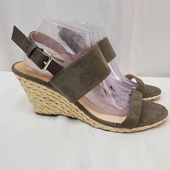 Dolce Vita Size 11 Wedge Heel Sandal Olive Faux Nubuck Suede - Picture 4 of 11